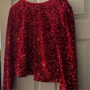 New York & Company Vibrant Red Sequin Top